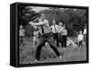 Chester W. Bowles Playing Baseball at a Picnic-null-Framed Stretched Canvas