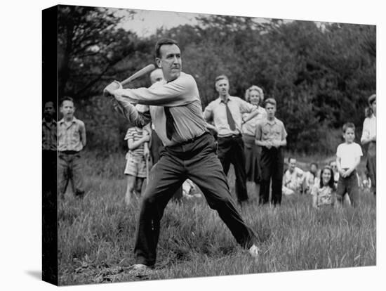 Chester W. Bowles Playing Baseball at a Picnic-null-Stretched Canvas