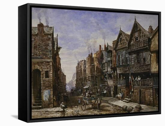 Chester: Watergate Street from the Corner of Crook Street, with Eastgate Beyond-Louise J. Rayner-Framed Stretched Canvas