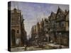 Chester: Watergate Street from the Corner of Crook Street, with Eastgate Beyond-Louise J. Rayner-Stretched Canvas