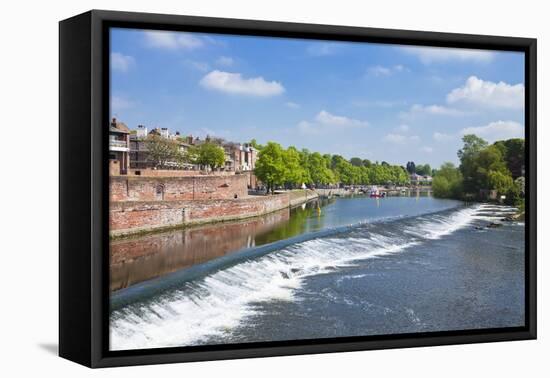 Chester Weir Crossing the River Dee at Chester, Cheshire, England, United Kingdom, Europe-Neale Clark-Framed Stretched Canvas