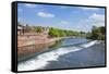 Chester Weir Crossing the River Dee at Chester, Cheshire, England, United Kingdom, Europe-Neale Clark-Framed Stretched Canvas