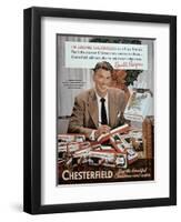 Chesterfield Cigarette Advertisement Featuring Ronald Reagan-null-Framed Giclee Print