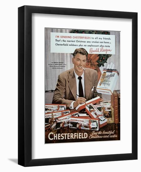 Chesterfield Cigarette Advertisement Featuring Ronald Reagan-null-Framed Giclee Print