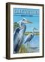 Chestertown, Maryland - Blue Herons in Marsh-Lantern Press-Framed Art Print