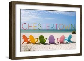 Chestertown, Maryland - Colorful Beach Chairs-Lantern Press-Framed Art Print