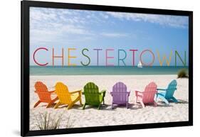 Chestertown, Maryland - Colorful Beach Chairs-Lantern Press-Framed Art Print