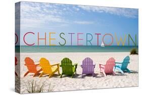 Chestertown, Maryland - Colorful Beach Chairs-Lantern Press-Stretched Canvas