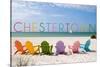 Chestertown, Maryland - Colorful Beach Chairs-Lantern Press-Stretched Canvas