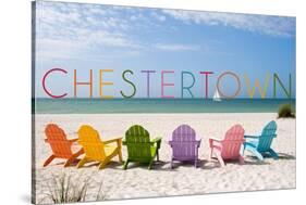 Chestertown, Maryland - Colorful Beach Chairs-Lantern Press-Stretched Canvas