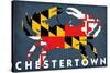 Chestertown, Maryland - Crab Flag-Lantern Press-Stretched Canvas