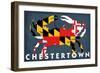 Chestertown, Maryland - Crab Flag-Lantern Press-Framed Art Print
