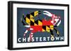 Chestertown, Maryland - Crab Flag-Lantern Press-Framed Art Print