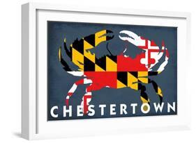 Chestertown, Maryland - Crab Flag-Lantern Press-Framed Art Print