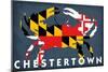 Chestertown, Maryland - Crab Flag-Lantern Press-Mounted Art Print