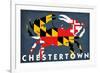 Chestertown, Maryland - Crab Flag-Lantern Press-Framed Premium Giclee Print