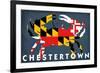 Chestertown, Maryland - Crab Flag-Lantern Press-Framed Premium Giclee Print