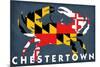 Chestertown, Maryland - Crab Flag-Lantern Press-Mounted Premium Giclee Print