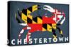 Chestertown, Maryland - Crab Flag-Lantern Press-Stretched Canvas