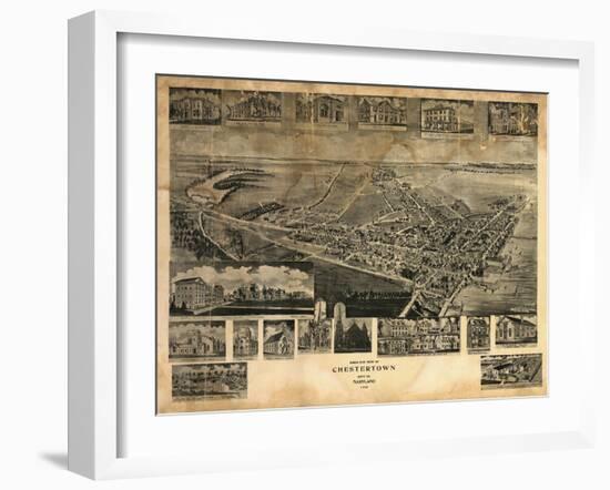 Chestertown, Maryland - Panoramic Map-Lantern Press-Framed Art Print