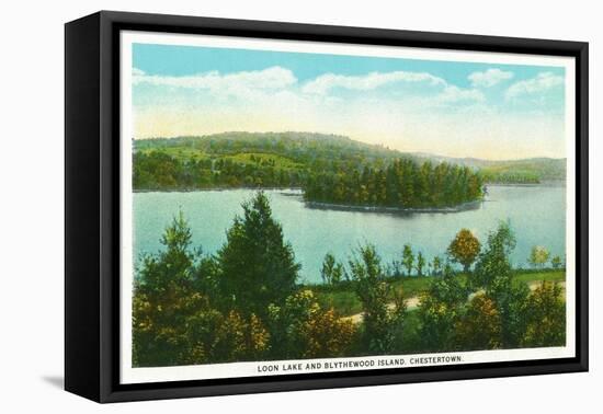 Chestertown, New York - View of Loon Lake and Blythewood Island-Lantern Press-Framed Stretched Canvas