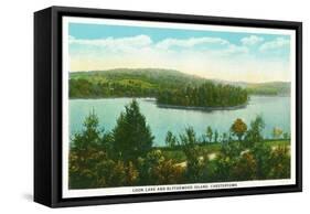 Chestertown, New York - View of Loon Lake and Blythewood Island-Lantern Press-Framed Stretched Canvas
