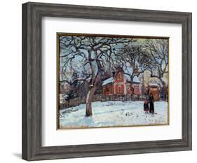 Chestnut and Louveciennes Landscape in Snow. Painting by Camille Pissarro (1830-1903) 1872 Sun. 0,4-Camille Pissarro-Framed Giclee Print