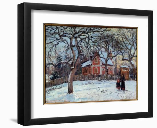 Chestnut and Louveciennes Landscape in Snow. Painting by Camille Pissarro (1830-1903) 1872 Sun. 0,4-Camille Pissarro-Framed Giclee Print