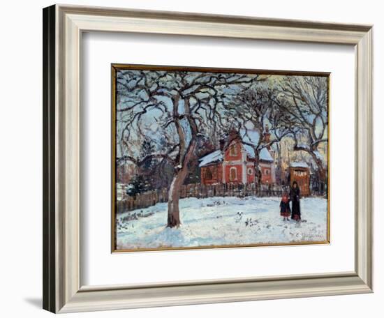 Chestnut and Louveciennes Landscape in Snow. Painting by Camille Pissarro (1830-1903) 1872 Sun. 0,4-Camille Pissarro-Framed Giclee Print