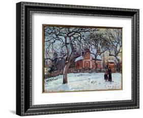 Chestnut and Louveciennes Landscape in Snow. Painting by Camille Pissarro (1830-1903) 1872 Sun. 0,4-Camille Pissarro-Framed Giclee Print