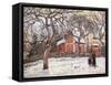 Chestnut Trees at Louveciennes-Camille Pissarro-Framed Stretched Canvas