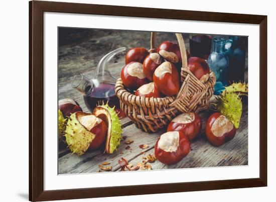 Chestnuts in Basket and Vials with Tincture-ChamilleWhite-Framed Photographic Print