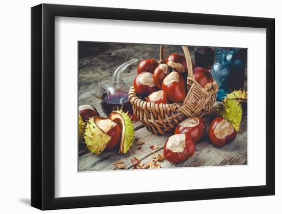 Chestnuts in Basket and Vials with Tincture-ChamilleWhite-Framed Photographic Print