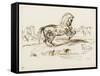 Cheval cabré dans un paysage et autres études de chevaux-Eugene Delacroix-Framed Stretched Canvas