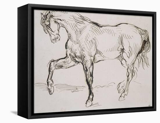 Cheval marchant vers la gauche-Eugene Delacroix-Framed Stretched Canvas