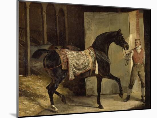 Cheval noir sortant de l'écurie-Horace Vernet-Mounted Giclee Print