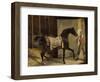 Cheval noir sortant de l'écurie-Horace Vernet-Framed Giclee Print