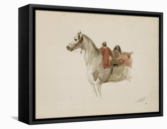 Cheval sellé, tourné vers la gauche-Antoine Alphonse Montfort-Framed Stretched Canvas