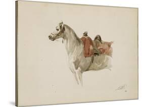 Cheval sellé, tourné vers la gauche-Antoine Alphonse Montfort-Stretched Canvas