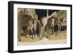 Chevaux dans une écurie; vers 1824-1825-Eugene Delacroix-Framed Giclee Print