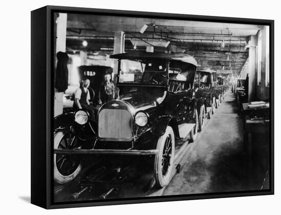 Chevrolet 490 Cars on Production Line, C1920-null-Framed Stretched Canvas