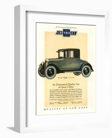 Chevrolet, Magazine Advertisement, USA, 1925-null-Framed Giclee Print