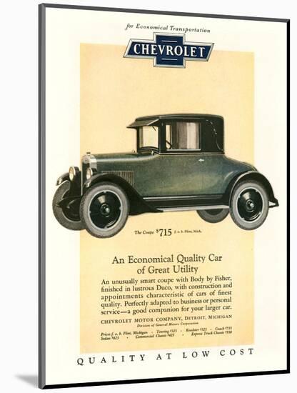 Chevrolet, Magazine Advertisement, USA, 1925-null-Mounted Giclee Print