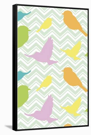 Chevron Birds-Joanne Paynter Design-Framed Stretched Canvas