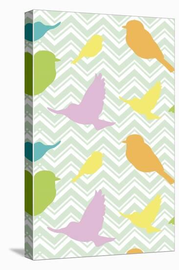 Chevron Birds-Joanne Paynter Design-Stretched Canvas