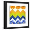 Chevron Pattern with Flowers-Irena Orlov-Framed Art Print