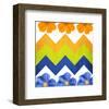 Chevron Pattern with Flowers-Irena Orlov-Framed Art Print