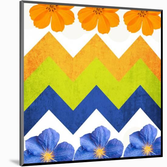 Chevron Pattern with Flowers-Irena Orlov-Mounted Art Print