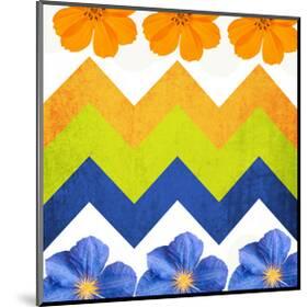 Chevron Pattern with Flowers-Irena Orlov-Mounted Art Print