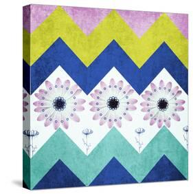 Chevron with Flowers-Irena Orlov-Stretched Canvas